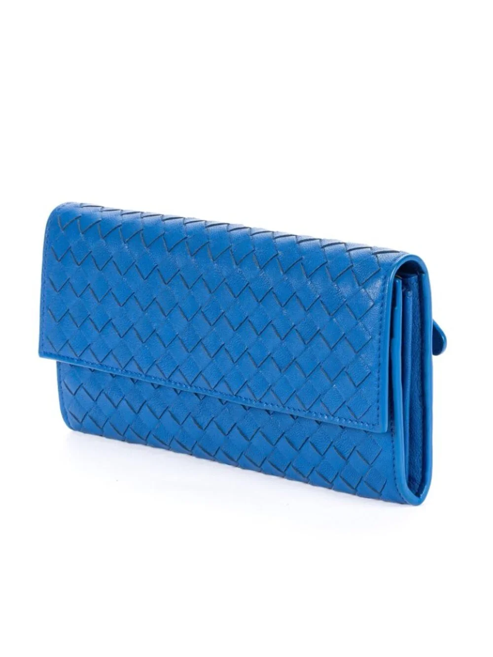 Bottega Veneta Flap Blue Intrecciato Calfskin Leathera